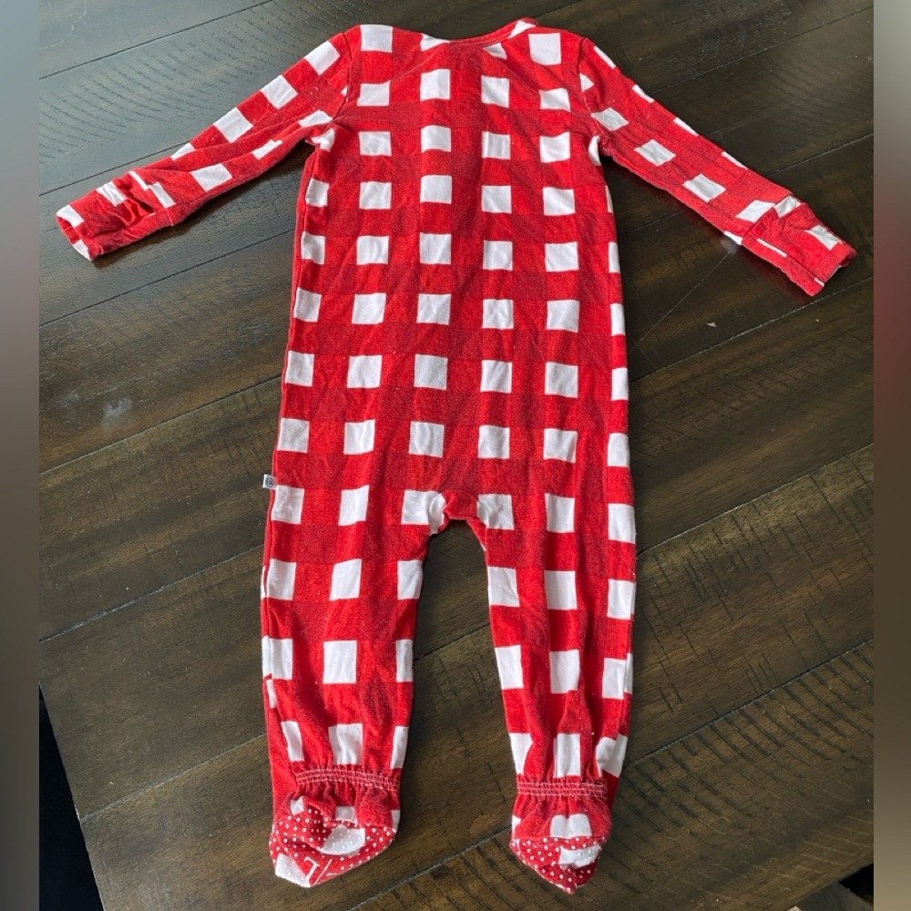 Caden Lane Baby Red Bamboo One Piece Footies Pajama Zip Up 6-12 months - Picture 3 of 3